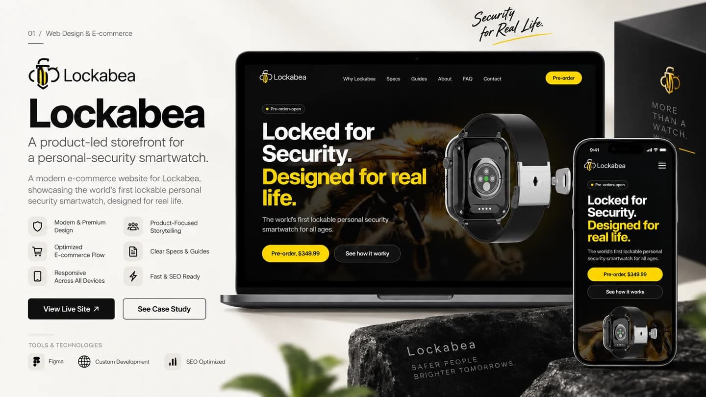 Lockabea project cover showing the storefront on desktop and mobile.